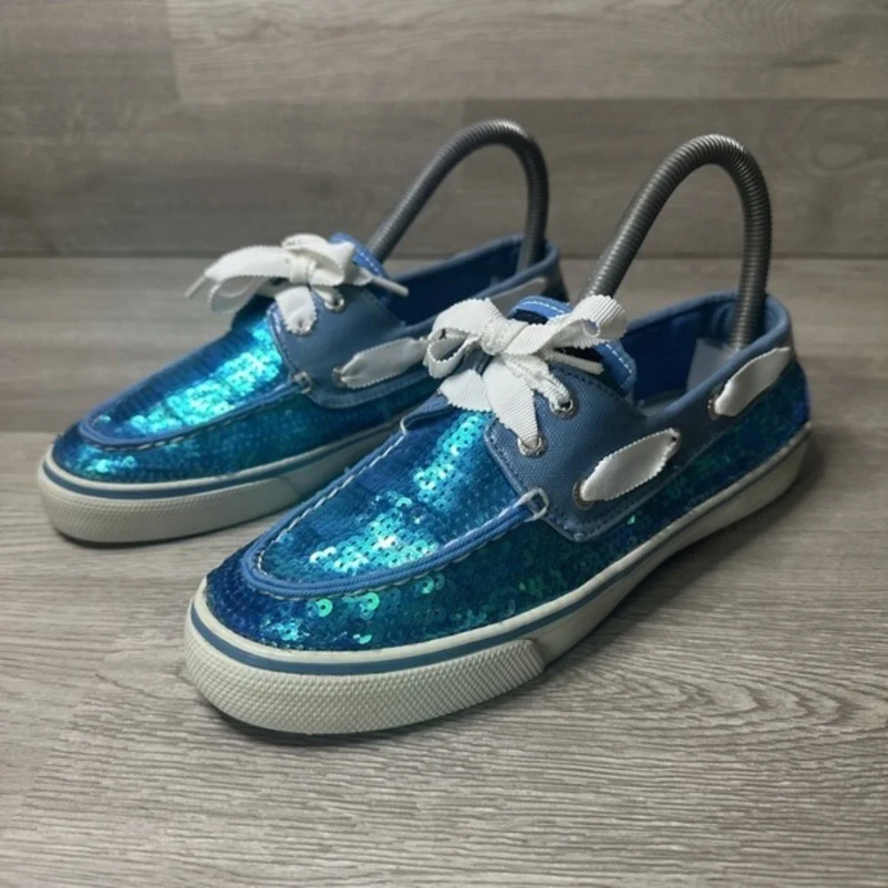 Sperry Top Sider Bahama Blue‎ Sequin Boat Shoes in Women's Size 6.5 M
